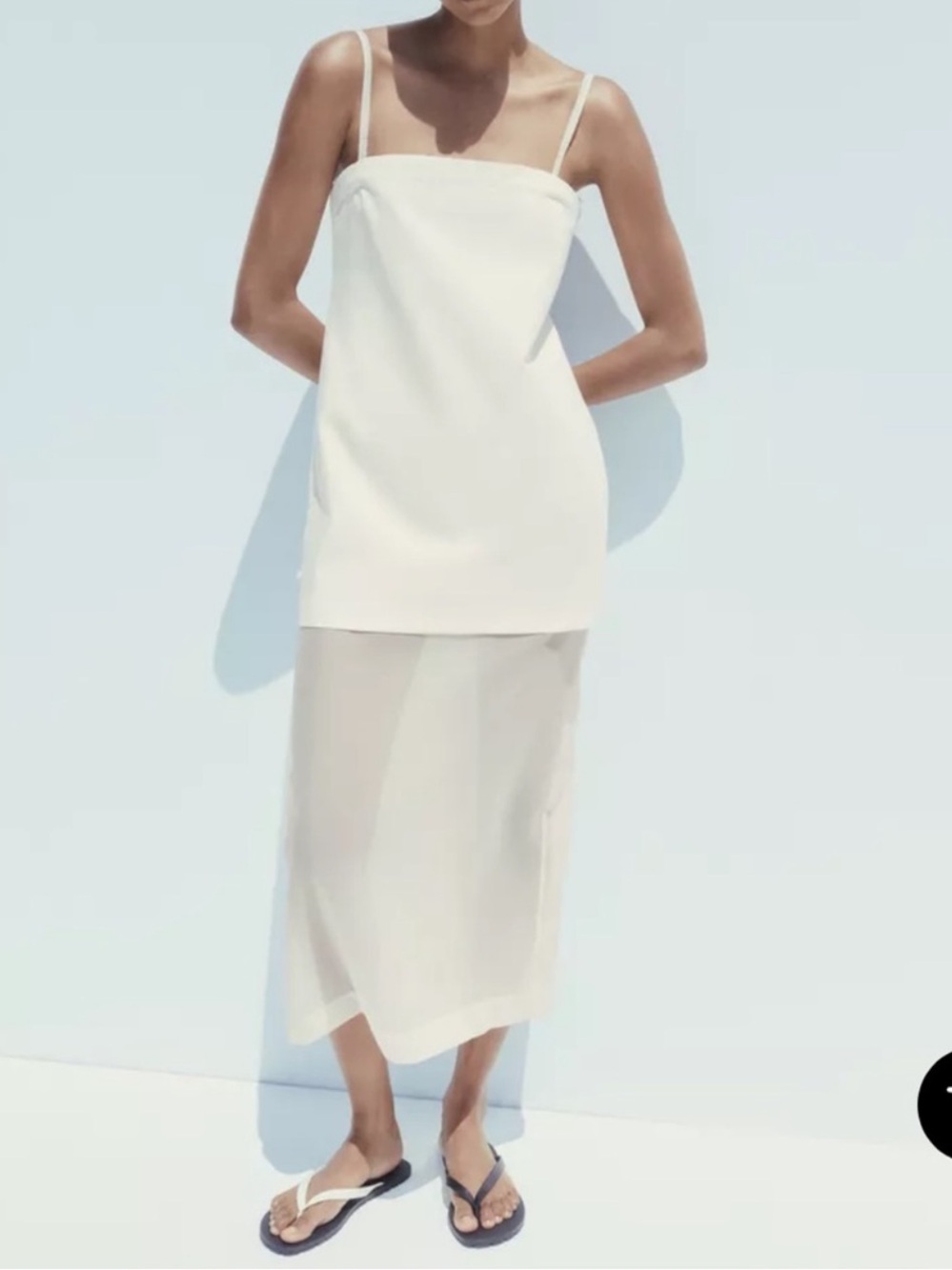 Zara White Spaghetti-Strap Midi Dress